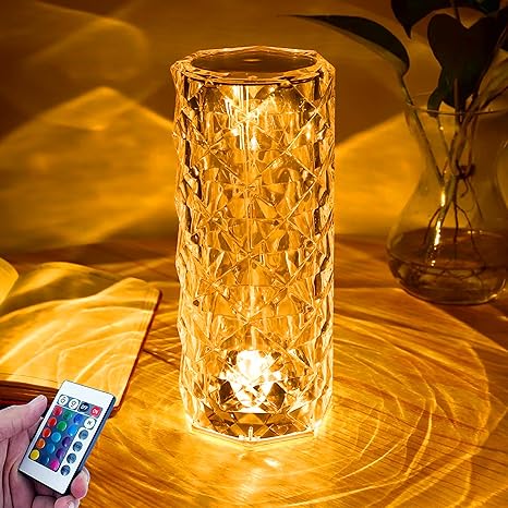 Open media 1 in modal  Open media 2 in modal  Open media 3 in modal  Open media 4 in modal My Store  16 Colors Diamond Rose Crystal Touch Lamp Bedside Acrylic Usb Rechargeable Table Lamp – With Remote
