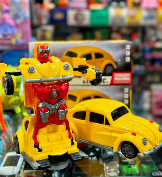 Transforming Yellow Beetle Car Robot Toy - 2-in-1 Fun for Kid"