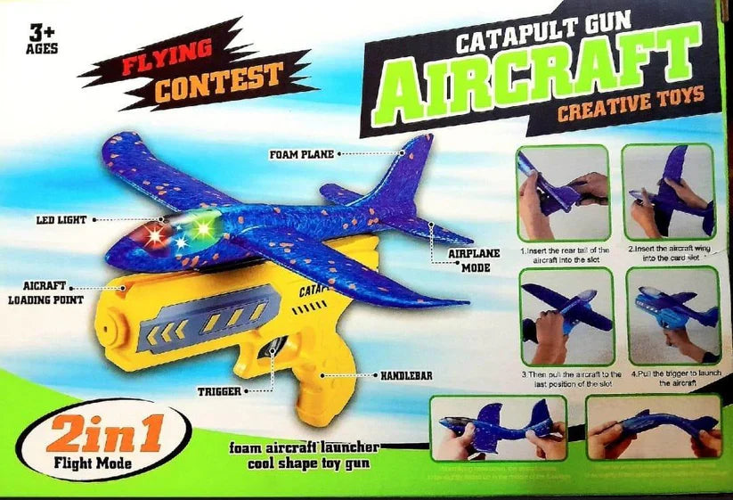 Foam Aircraft Catapult Gun Toy Set for Boys and Girls